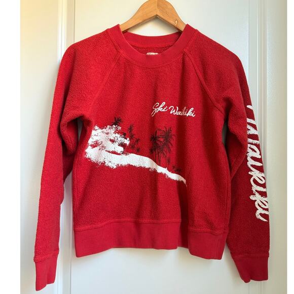 Faherty Red Vacation Palm Tree Hawaii Ski Waikiki Sweater Small‎ - Picture 1 of 6